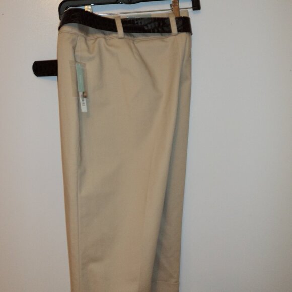 NWT Apt 9 Women's Size 16 Maxwell Fit Beige Capri Pants Cropped Faux Croc Belt - Picture 6 of 11